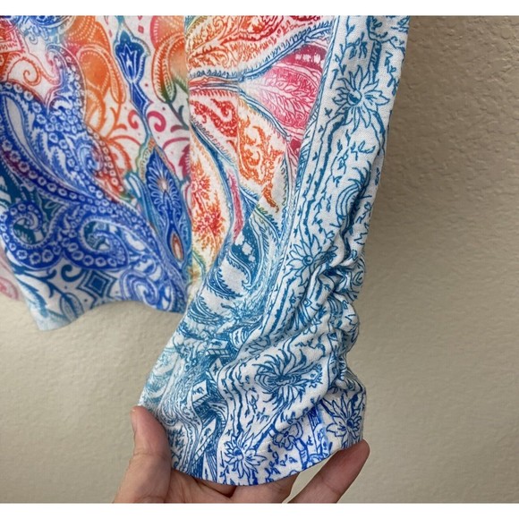 Chico's Shirt Womens Size 3 XL Boho Paisley Short Sleeve Multicolor - Picture 4 of 9